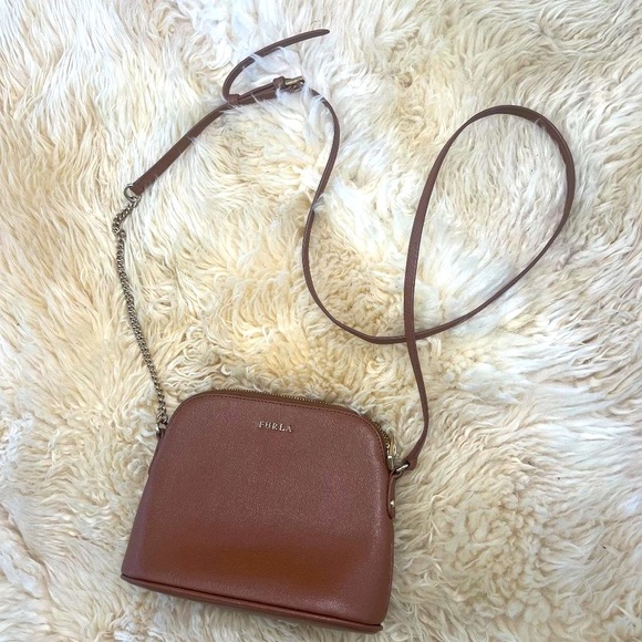 Furla Bags Furla Tan Leather Crossbody Bag With Gold Chain Leather Strap Poshmark